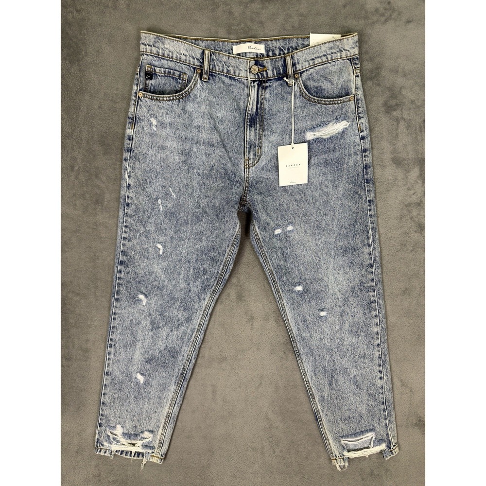 New KanCan‎ Jeans Womens 13/30 Blue Acid Wash Harvey Mom High Rise Relaxed Taper